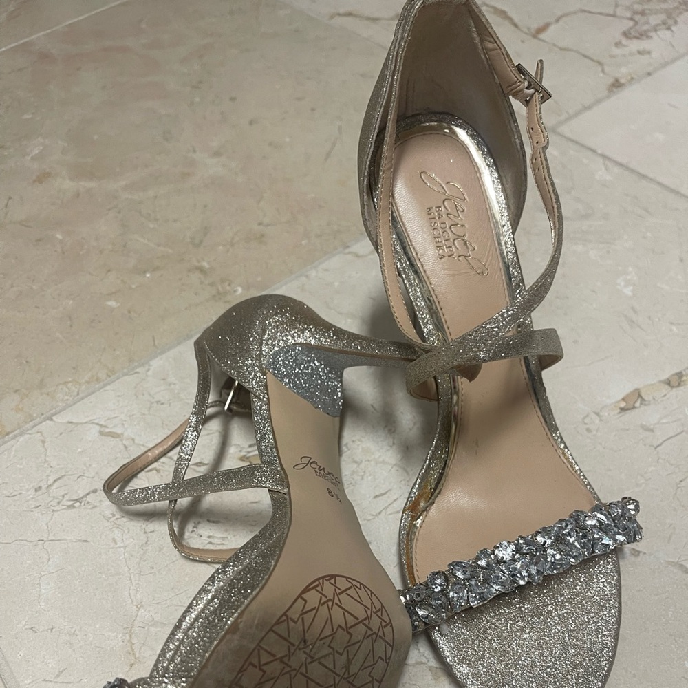 Jewel Badgley Mischka Crystal Ankle Strap Sandal - Size 8.5
